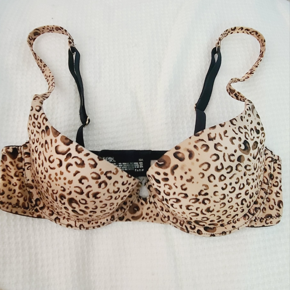 Leopard print underwire pushup bra